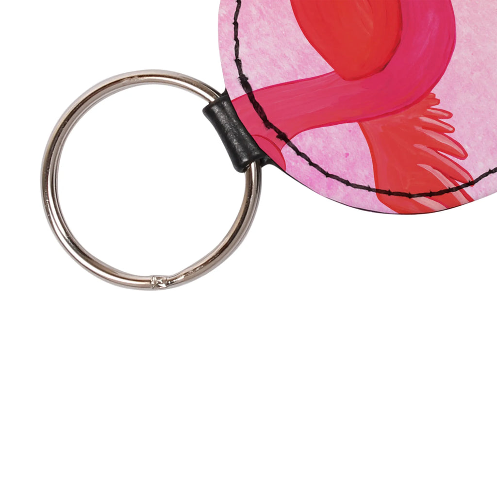 Rund Schlüsselanhänger Flamingo Yoga schlüsselbund anhänger, Taschenanhänger, Schlüsselanhänger, Schlüsselaccessoire, mini schlüsselanhänger, Flamingo, Vogel, Tiefenentspannung, Yoga-Übung, Achtsamkeit, Entspannung, Namaste, Aufregen, Yoga, Ärger