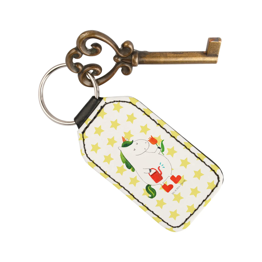 Rectangular key ring unicorn gardener pendant, key ring, lucky charm, keychain, bag pendant, unicorn, unicorns, gardener gift, Unicorn, Flower, garden, gardener present, Girlfriend gift, Watering-Can