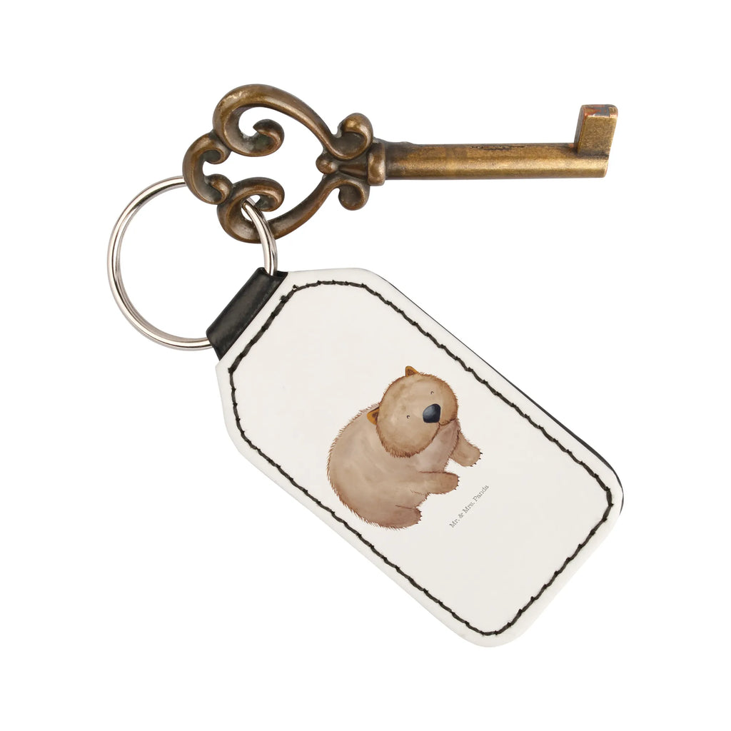 Rectangular key ring Wombat lucky charm, key ring, bag pendant, pendant, keychain, small animals, cute, funny, cute animal motives, hand drawn, small world, funny sayings, good mood, happy, gifts, gift ideas, special gifts, animal lover, card, Wombat, motivation, Australia, saying, life is beautiful