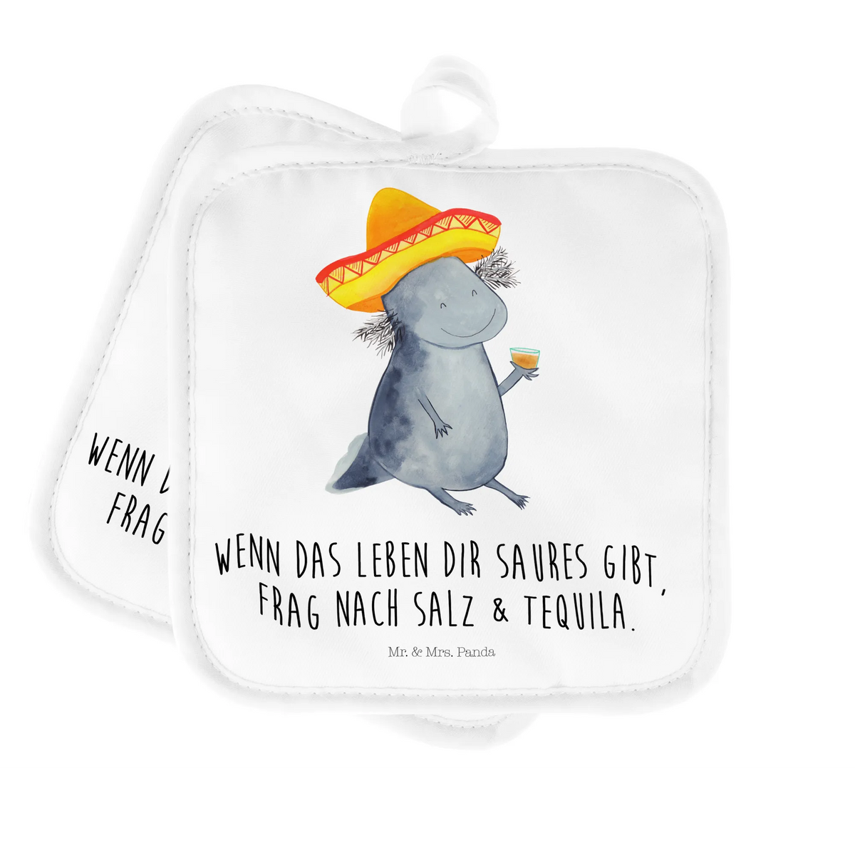 2er Set Topflappen  Axolotl Tequila Ofenlappen, Topflappenset, Topflappen 2er Set, Topflappen, 2er Set Topflappen, topfhalter, Topflappen Set, Topflappen im Doppelpack, Kochlappen, Topfuntersetzer, Doppel Topflappen, Zwei Topflappen, Axolotl, Molch, Schwanzlurch, Lurch, Feuerdrache, Lurche, Tequila, Mexiko, Feuersalamander, Sombrero, Axolot, Motivation, Mexico, Zitrone, Spruch