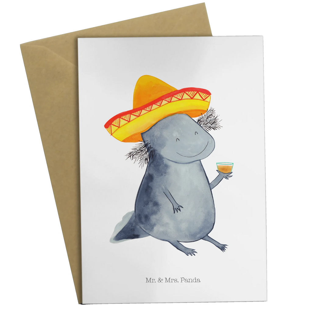 Greetings card axolotl tequila greeting card, wedding card, invitation card, folding card, birthday card, Axolotl, Axelotl, marine animals, Mexican walking fish, salamander, Axolot, Sombrero, Motivation, Tequila, Mexico, Fire Salamander, Amphibian, Lemon, Saying, Tail Lurch, Fire Dragon