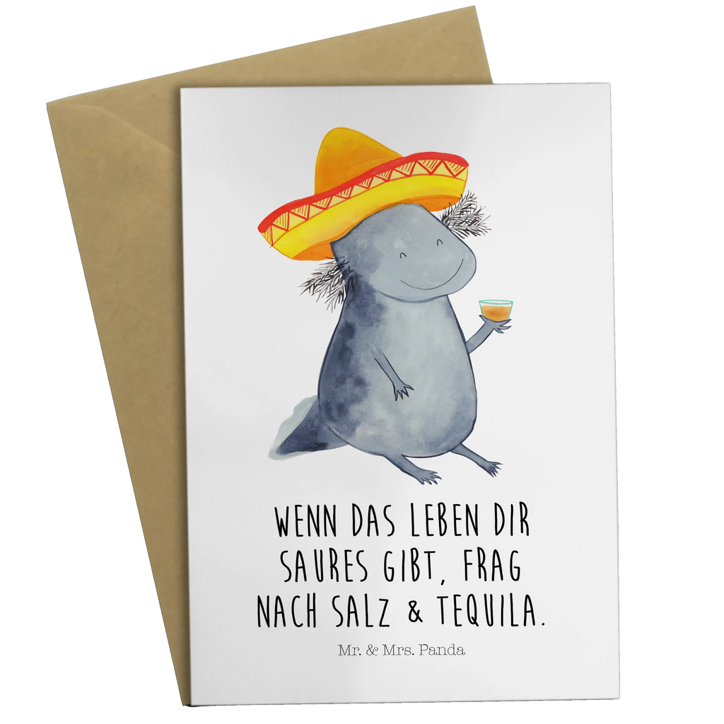 Greetings card axolotl tequila greeting card, wedding card, invitation card, folding card, birthday card, Axolotl, Axelotl, marine animals, Mexican walking fish, salamander, Axolot, Sombrero, Motivation, Tequila, Mexico, Fire Salamander, Amphibian, Lemon, Saying, Tail Lurch, Fire Dragon