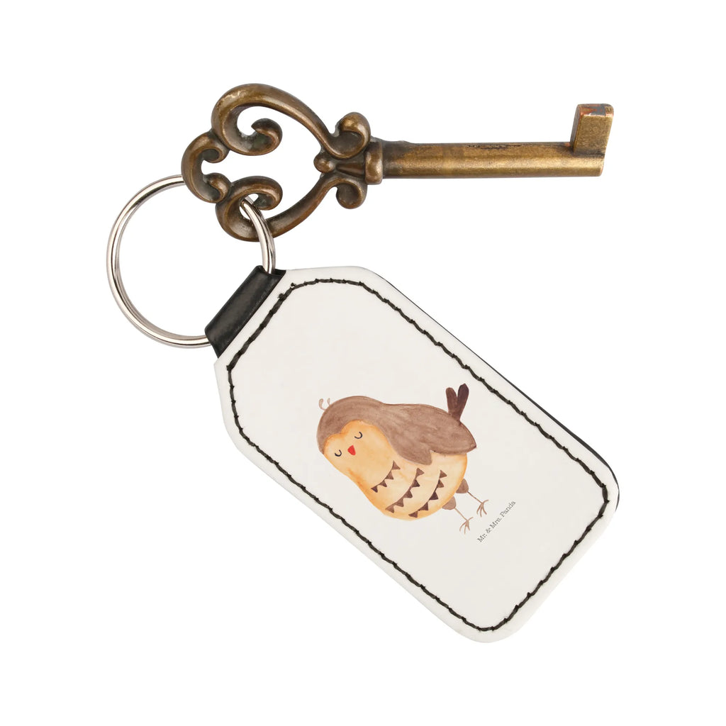 Rectangular key ring Owl Satisfied lucky charm, key ring, bag pendant, keychain, pendant, owl, forest animal, bird, nocturnal, gift ideas, birthday present, illustrated, funny, romantic gift, owl decor, Owl saying, Saying beautiful, Wedding anniversary gift, Romantic, Owl, Pun funny, Love saying, Owl deco