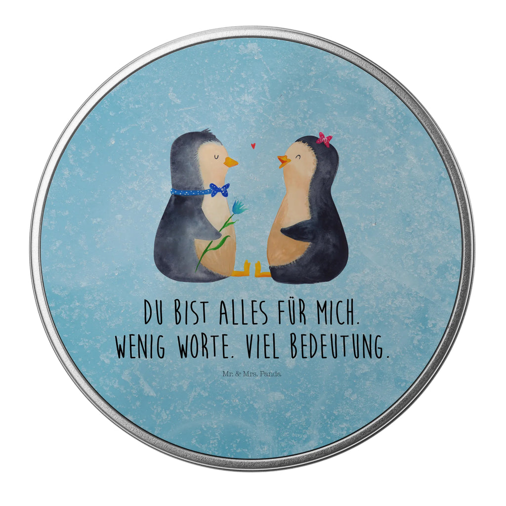 Round tin Penguin pair storage tin, storage, gift box, tin, cookie tin, tin can, Penguin, North Pole, Winter, Penguins, anniversary, great love, engagement, wedding gift, proof of love, wedding, wedding day, dream couple, penguins, love, love gift, lovers, penguin