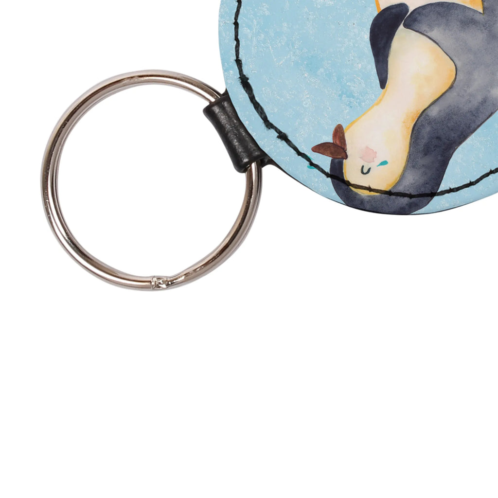 Rund Schlüsselanhänger Pinguin Lachen mini schlüsselanhänger, Taschenanhänger, schlüsselbund anhänger, Schlüsselaccessoire, Schlüsselanhänger, Pinguin, Fröhlichkeit, Optimismus, Pinguine, Lachen, Humor, Lustiger Spruch, Fröhlich