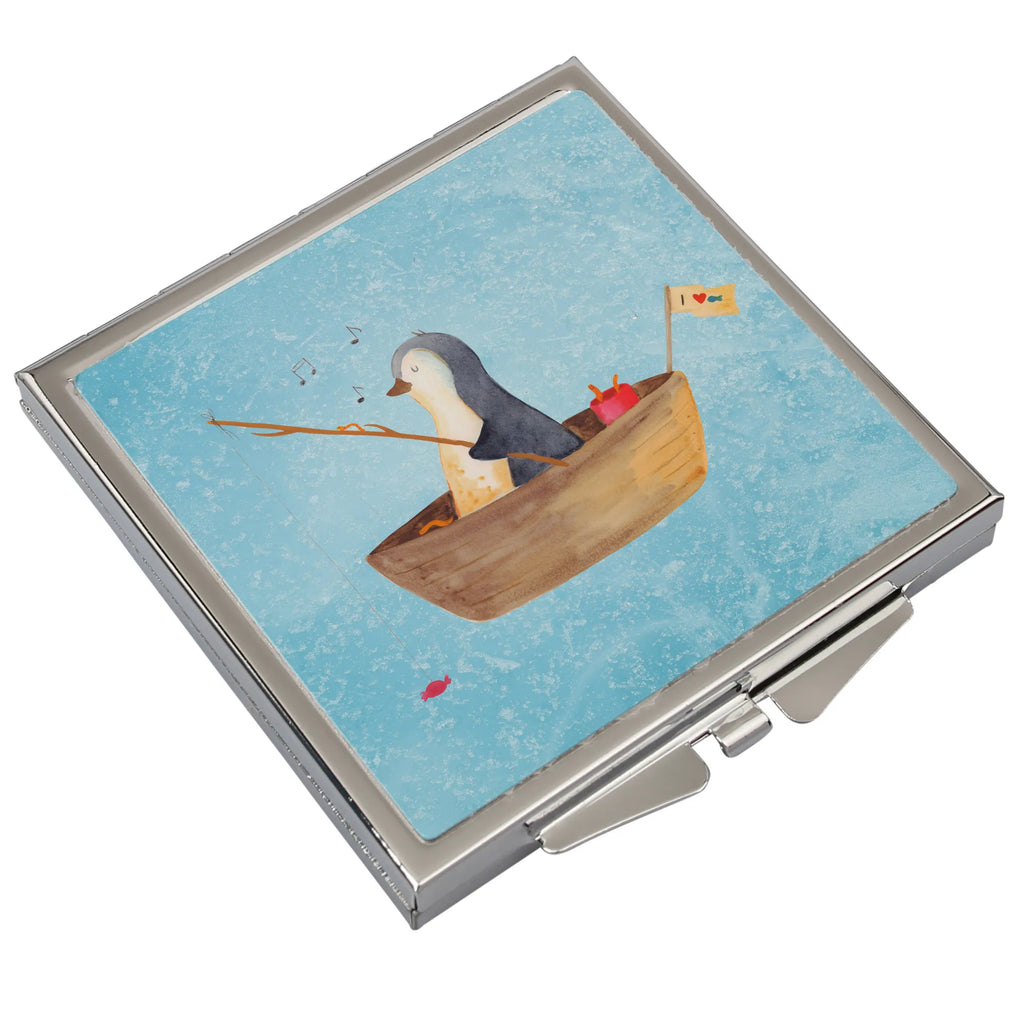 Kwadratowe lusterko do torebki pingwin łódka wędkarska Pinguin