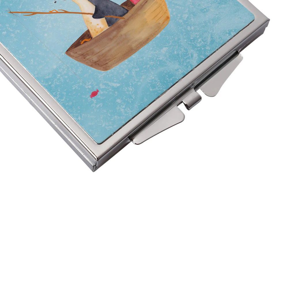 Kwadratowe lusterko do torebki pingwin łódka wędkarska Pinguin