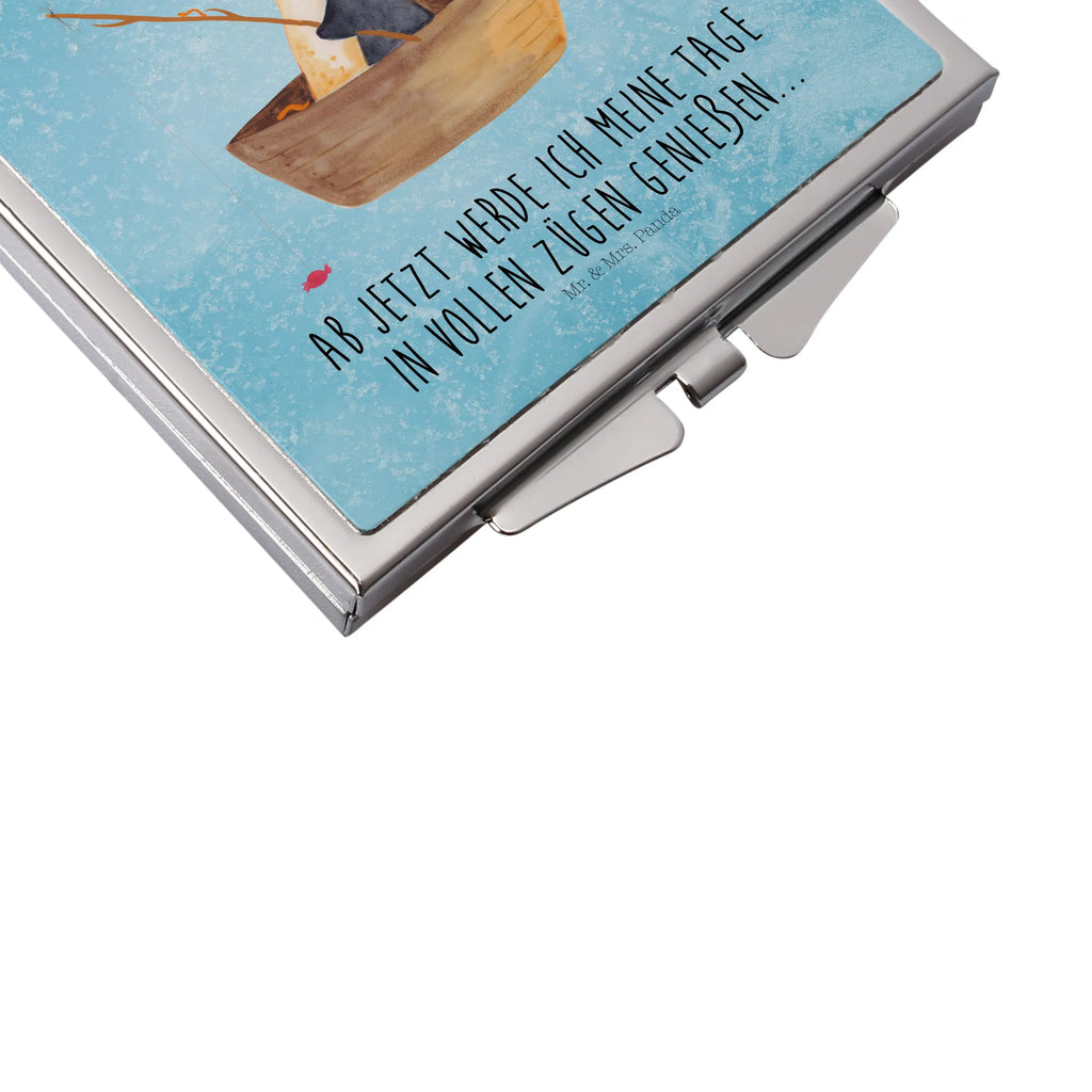 Kwadratowe lusterko do torebki pingwin łódka wędkarska Pinguin