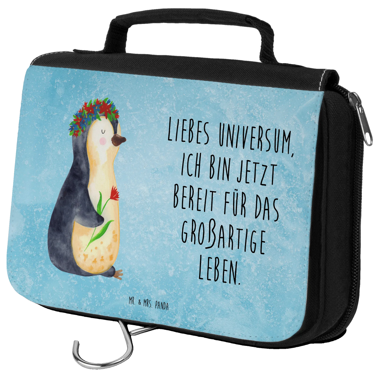 Wash bag Penguin Flower North Pole, Penguins, goals in life, gift idea, love of life, wreath of flowers, goals, universe, penguins, wishes, lovesickness