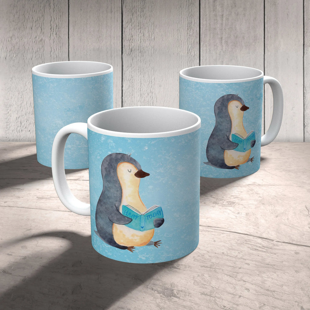 Child's mug Penguin A book mug, coffee cup, plastic cup, kindergarten, camping mug, drinking cup, Penguin, North Pole, Winter, Penguins, doing nothing, leisure, holidays, penguins, bookworm, book, reading, vacation, lazing around