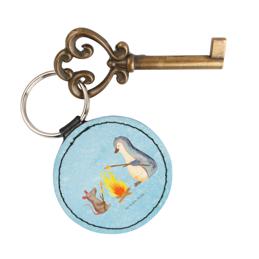 Rund Schlüsselanhänger Pinguin Lagerfeuer Taschenanhänger, mini schlüsselanhänger, Schlüsselanhänger, schlüsselbund anhänger, Schlüsselaccessoire, Pinguin, Job, Leben, Büroalltag, Motivation, Lebensmotivation, Liebe, Büro, Lagerfeuer, Maus, Grillen, Pinguine, Arbeit, Feuer, Neustart, Marshmallows, Lebensspruch