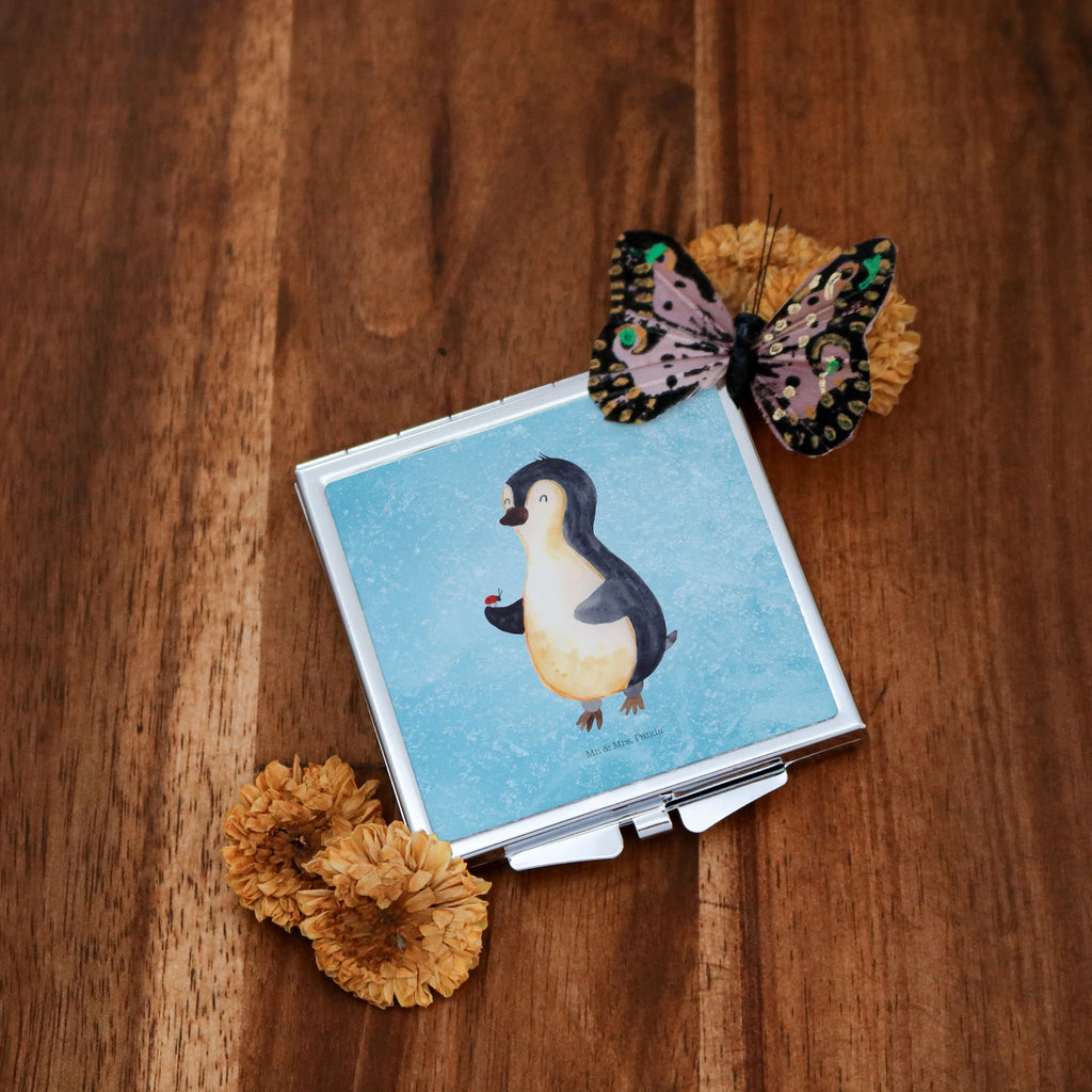 Kwadratowe lusterko do torebki Pingwin biedronka Pinguin