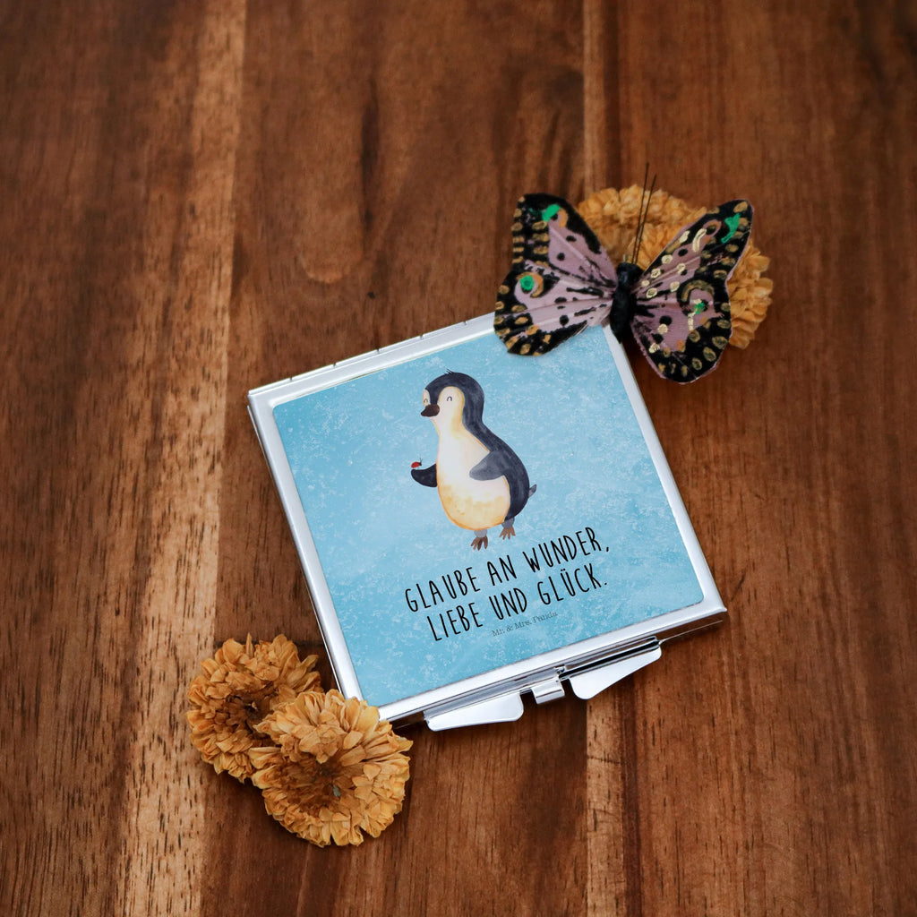 Kwadratowe lusterko do torebki Pingwin biedronka Pinguin