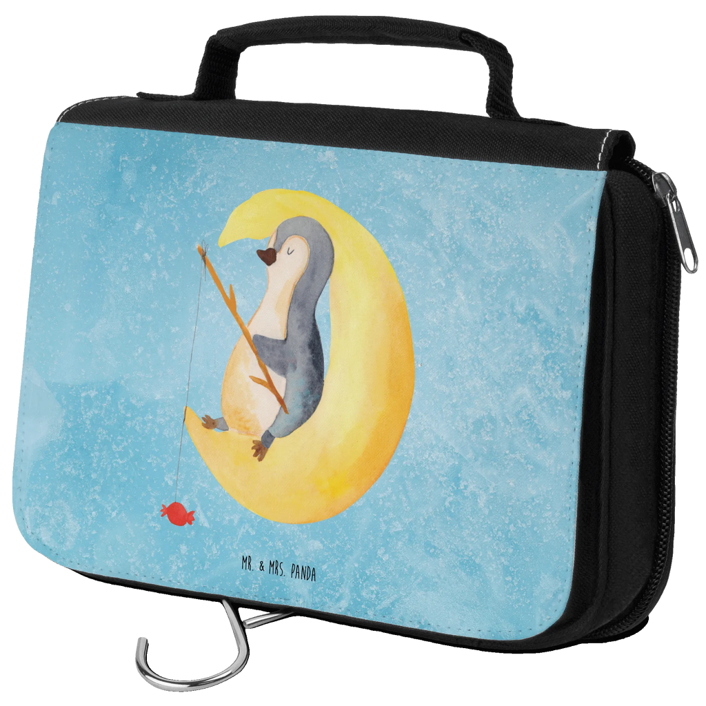 Wash bag Penguin moon Kosmetiktasche, Schminktasche, Schminkbeutel, Reisebeutel, beautycase, hygienetasche, hygienebeutel, Kulturtasche, Toilettentasche, Waschbeutel, Necessaire, Kulturbeutel, badtasche, Kulturbeutel Waschbar, Waschtasche, Pinguin, Einschlafen, Schlafstörungen, schlafen, Schlafzimmer, Nachtruhe, Spruch, Gästezimmer, Pinguine
