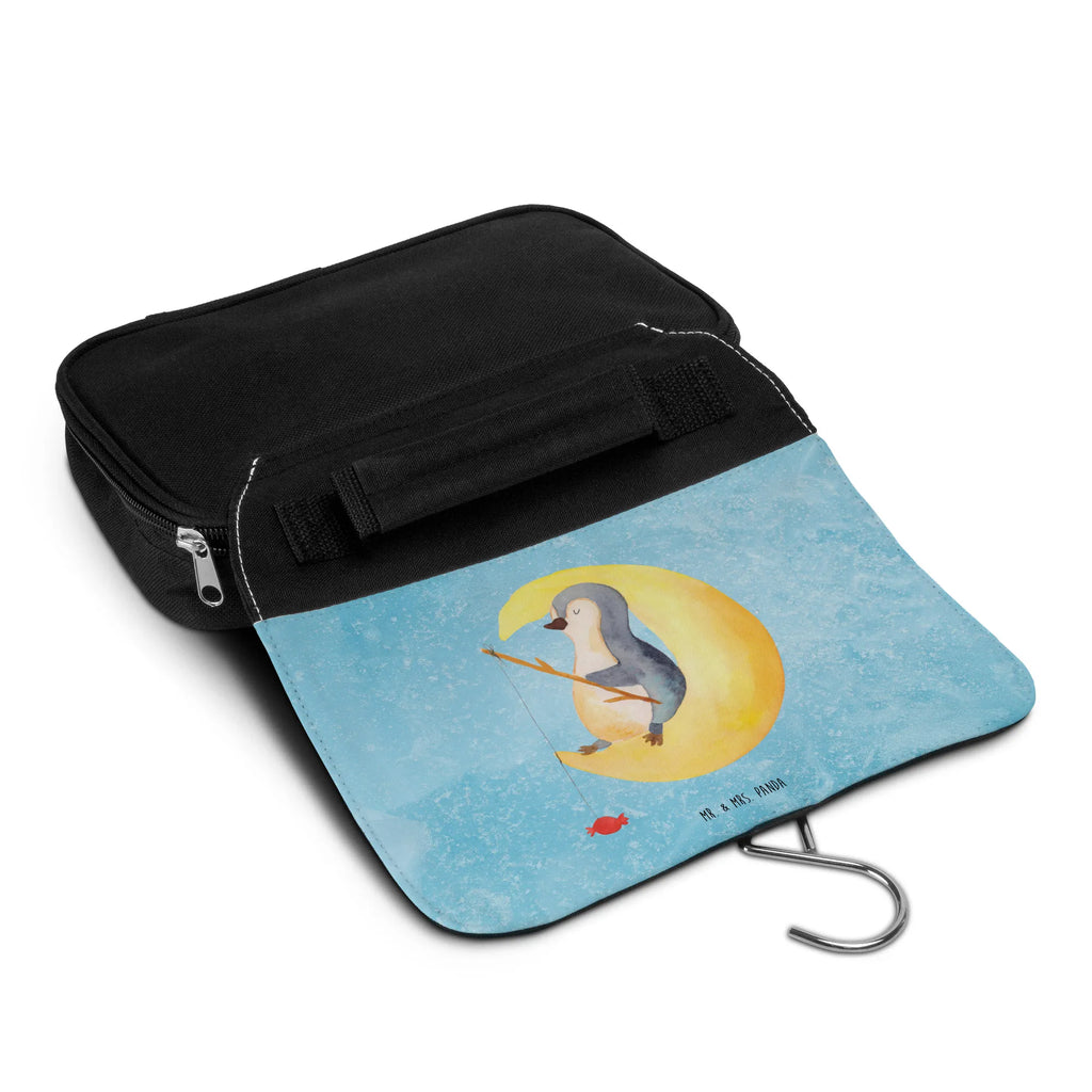 Wash bag Penguin moon Kosmetiktasche, Schminktasche, Schminkbeutel, Reisebeutel, beautycase, hygienetasche, hygienebeutel, Kulturtasche, Toilettentasche, Waschbeutel, Necessaire, Kulturbeutel, badtasche, Kulturbeutel Waschbar, Waschtasche, Pinguin, Einschlafen, Schlafstörungen, schlafen, Schlafzimmer, Nachtruhe, Spruch, Gästezimmer, Pinguine