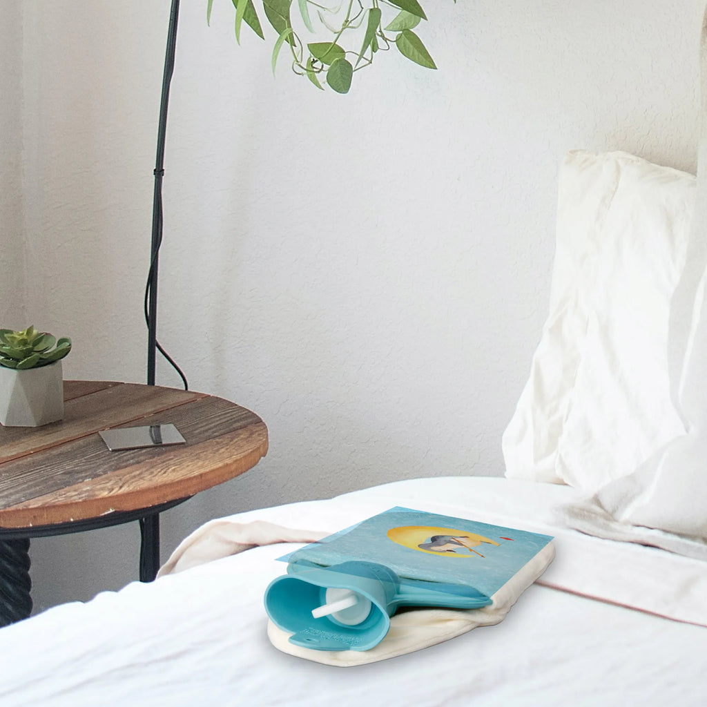 Hot water bottle Penguin moon Kinderwärmflasche, Wärmflasche mit Bezug, Körnerkissen, Bettflasche, Wärmekissen, Wärmflasche, Wärmflaschenbezug, Kleine Wärmflasche, Pinguin, Pinguine, Spruch, Nachtruhe, Schlafzimmer, schlafen, Gästezimmer, Schlafstörungen, Einschlafen