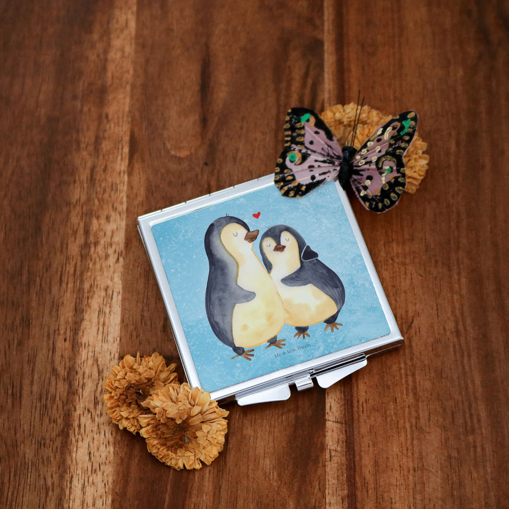 Kwadratowe lusterko do torebki Pingwin przytulać Pinguin