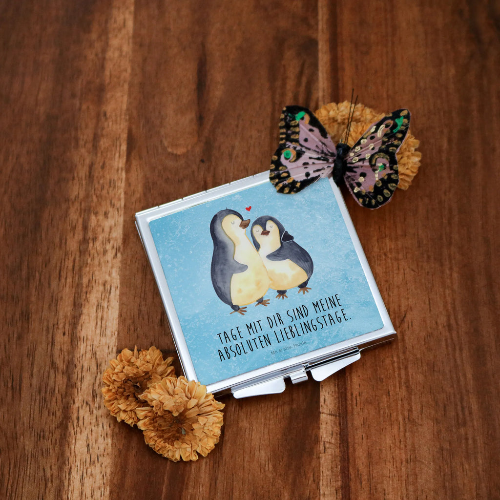 Kwadratowe lusterko do torebki Pingwin przytulać Pinguin