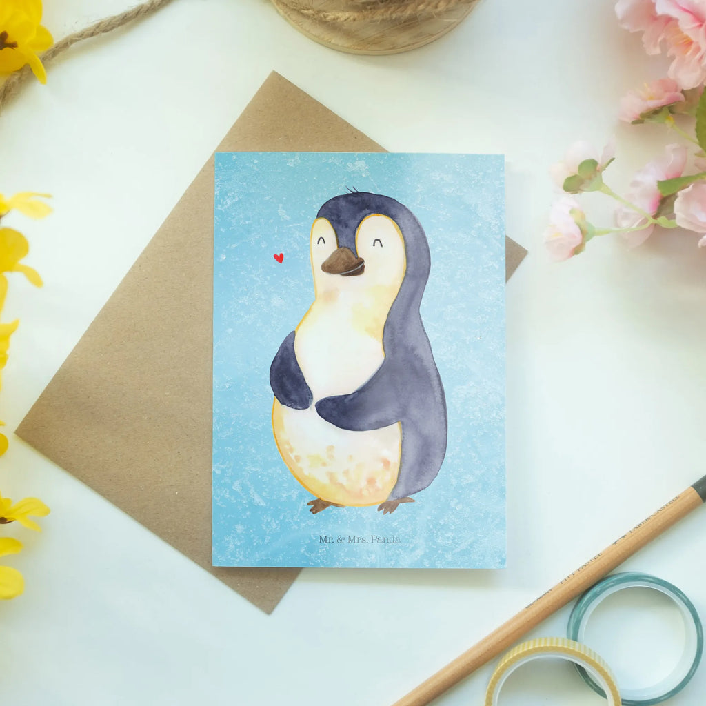 Grußkarte Pinguin Diät Hochzeitskarte, Ansichtskarten, Karte, Grußkarte, Einladungskarte, Glückwunschkarte, Geburtstagskarte, Klappkarte, Pinguin, Pinguine, Abnehmen, Körperliebe, Selbstrespekt, Gewicht, Selbstliebe, Abspecken, Motivation, Diät