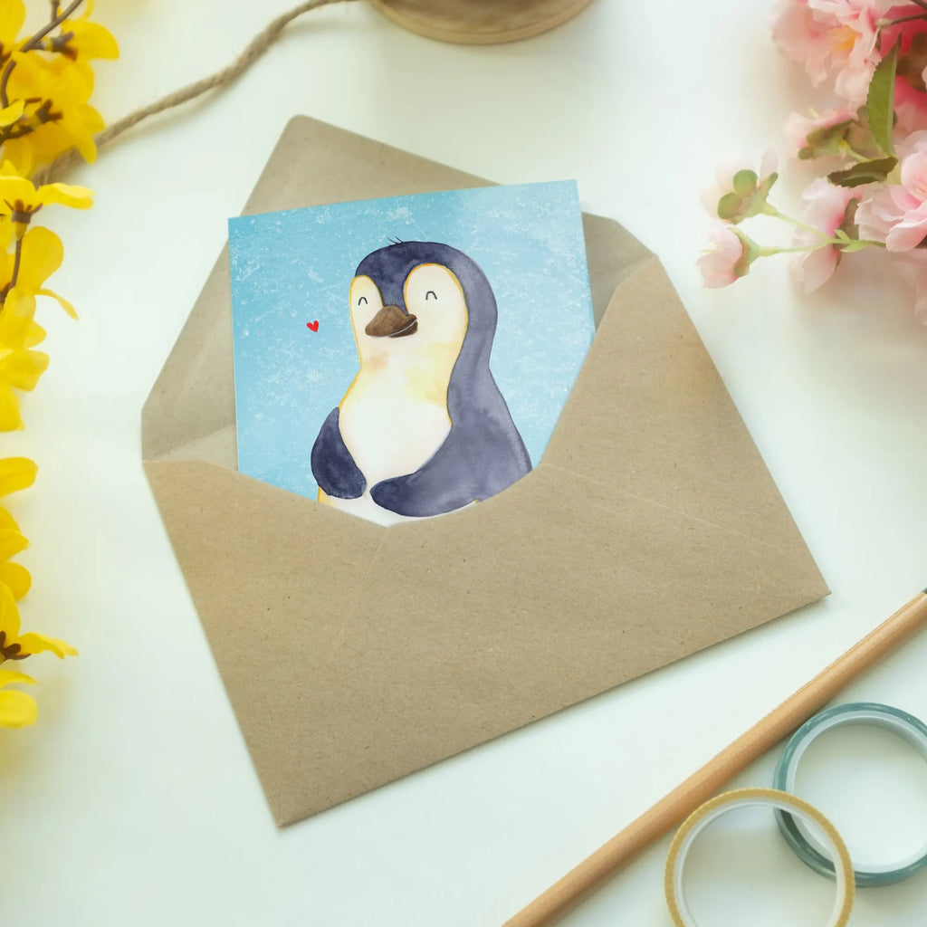 Grußkarte Pinguin Diät Hochzeitskarte, Ansichtskarten, Karte, Grußkarte, Einladungskarte, Glückwunschkarte, Geburtstagskarte, Klappkarte, Pinguin, Pinguine, Abnehmen, Körperliebe, Selbstrespekt, Gewicht, Selbstliebe, Abspecken, Motivation, Diät