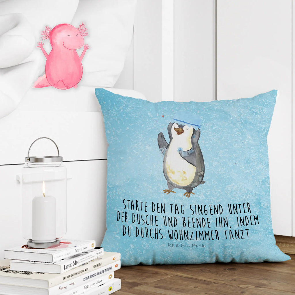 Cushion Penguin have a shower Kissen 40x40, Motivkissen, Kopfkissen 40x40, Zierkissen, Sofakissen, sitzkissen, Kopfkissen, Kissenhülle 40x40, sofakissen, Dekokissen Sofa, Kissen 40x40 Waschbar, Kissenbezüge, Couchkissen, Kissen, Sofakissen 40x40, Dekokissen 40x40, Kissenhülle, Dekokissen, Kissenbezug 40x40, Pinguin, Lebensmotto, glücklich sein, Dusche, Pinguine, Motivation, Neustart, Neuanfang, duschen