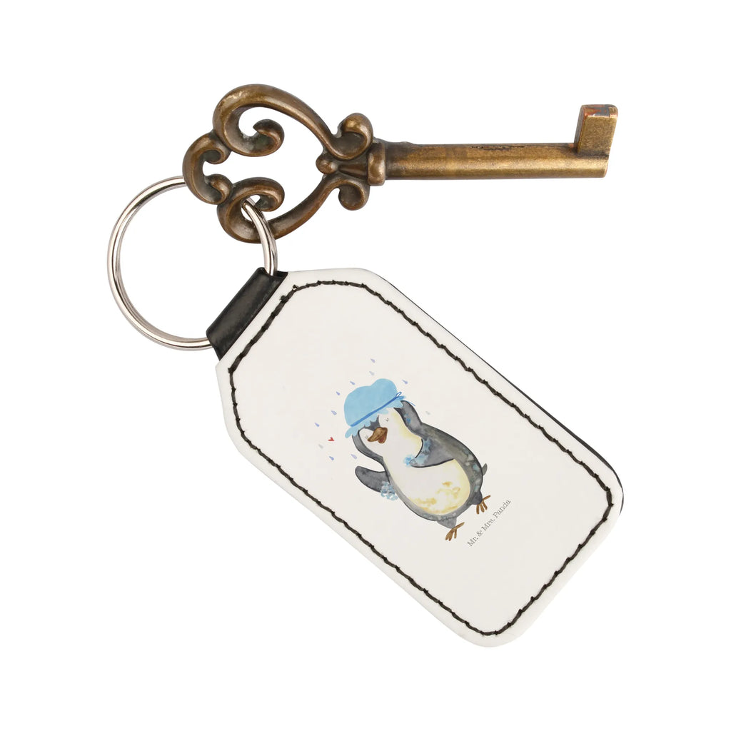 Rectangular key ring Penguin have a shower key ring, bag pendant, keychain, lucky charm, pendant, Penguin, North Pole, Winter, Penguins, new beginning, motivation, penguins, new start, life motto, shower, being happy