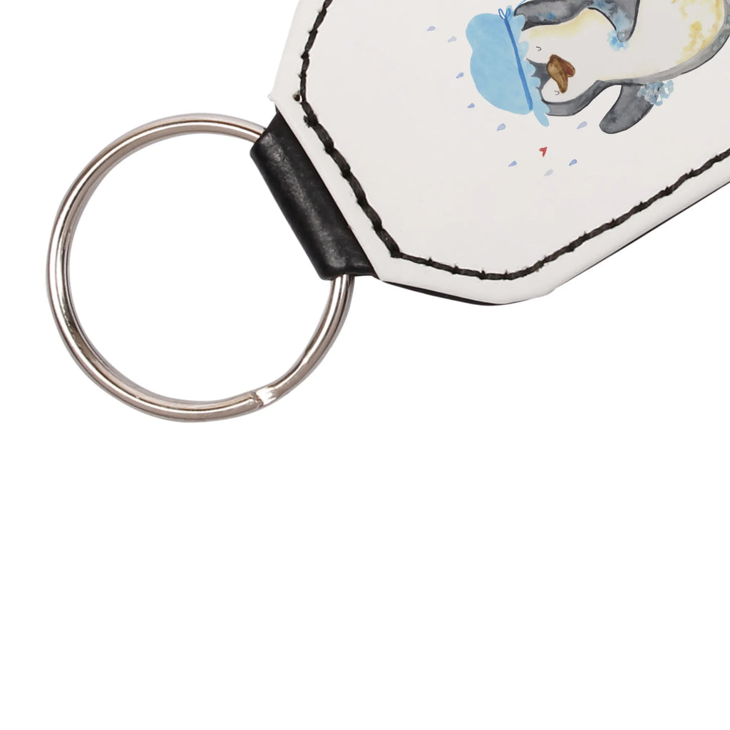 Rectangular key ring Penguin have a shower key ring, bag pendant, keychain, lucky charm, pendant, Penguin, North Pole, Winter, Penguins, new beginning, motivation, penguins, new start, life motto, shower, being happy