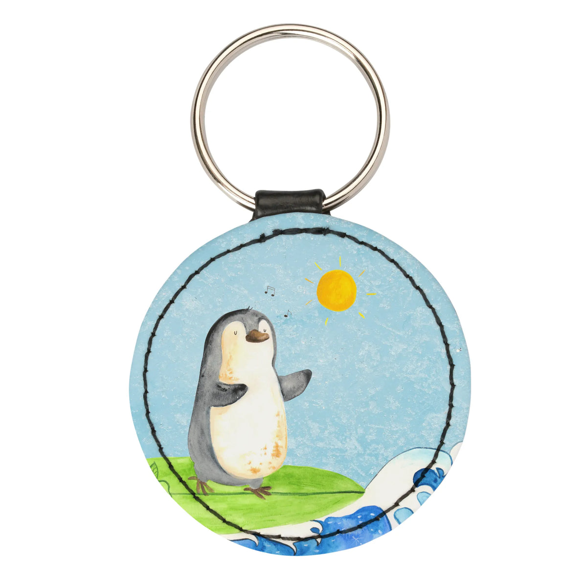 Round key ring Penguin surfer North Pole, Penguins, waves, penguins, surfers, holidays, surfing, wave riding