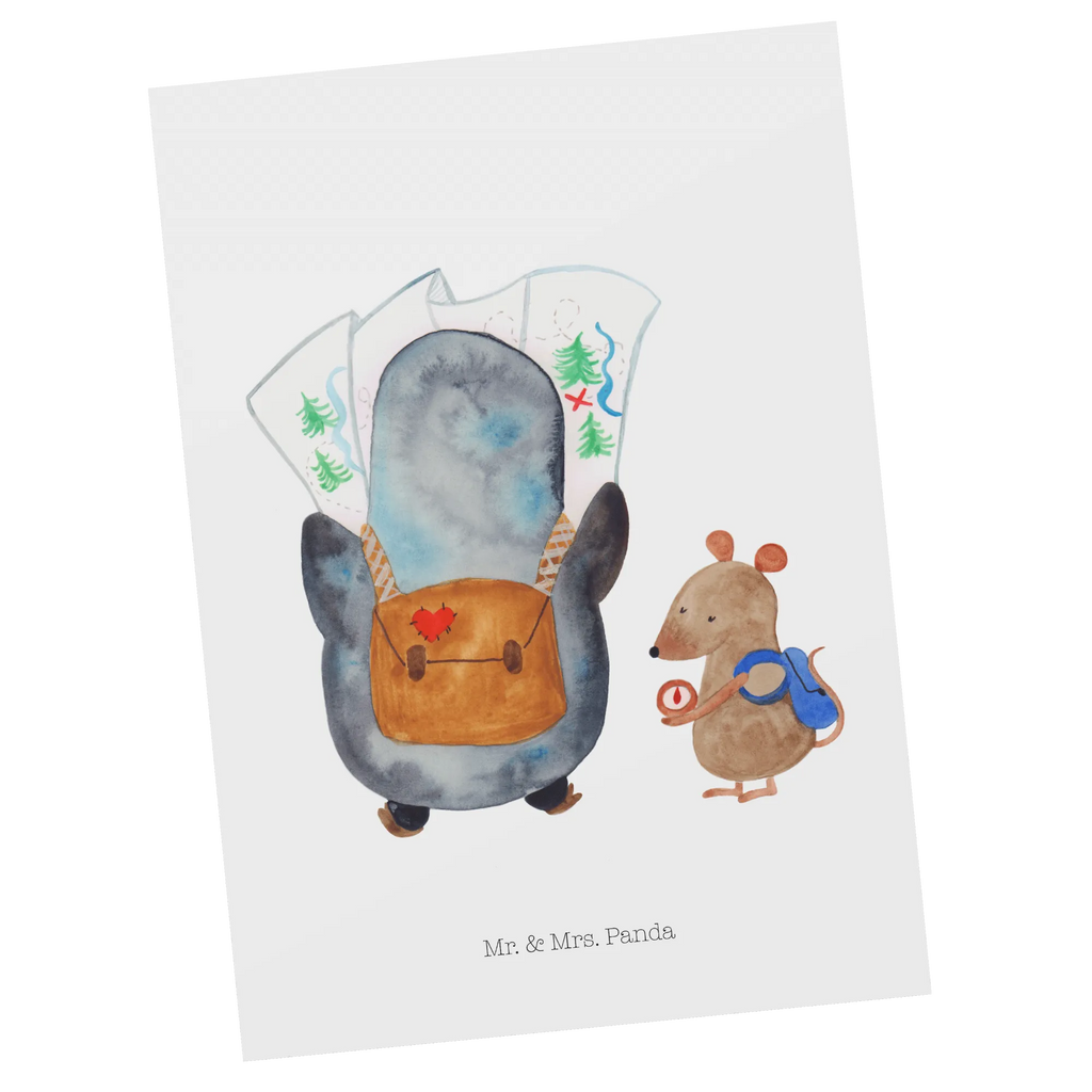 Postcard Penguin & Mouse Hiker North Pole, Penguins, penguins, hiking, adventurer, road trip, excursion, adventure