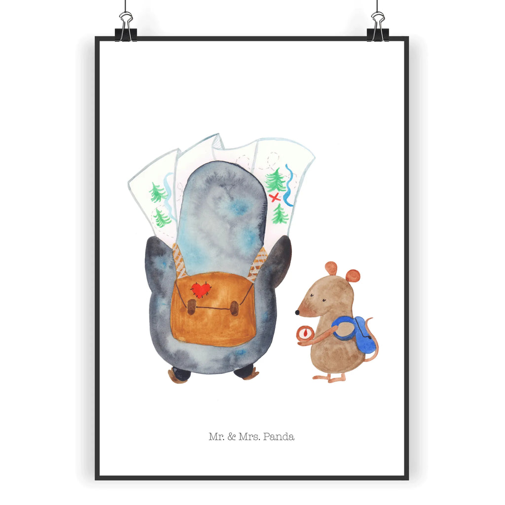 Poster Penguin & Mouse Hiker Poster, kunstdruck poster, wanddruck, drucke, Bild für Wand, Designposter, Plakat, Wanddekoration, grafikposter, Wandschmuck, Wandposter, wandkunst, Deko Bild, kunst für die wand, kunstposter, Wandbild, Mr. & Mrs. Panda Poster, Bild, Kunstdruck, wanddeko, Posterdruck, Wanddeko Bild, Pinguin, Abenteurer, Abenteuer, Wanderlust, Ausflug, Roadtrip, Wandern, Pinguine