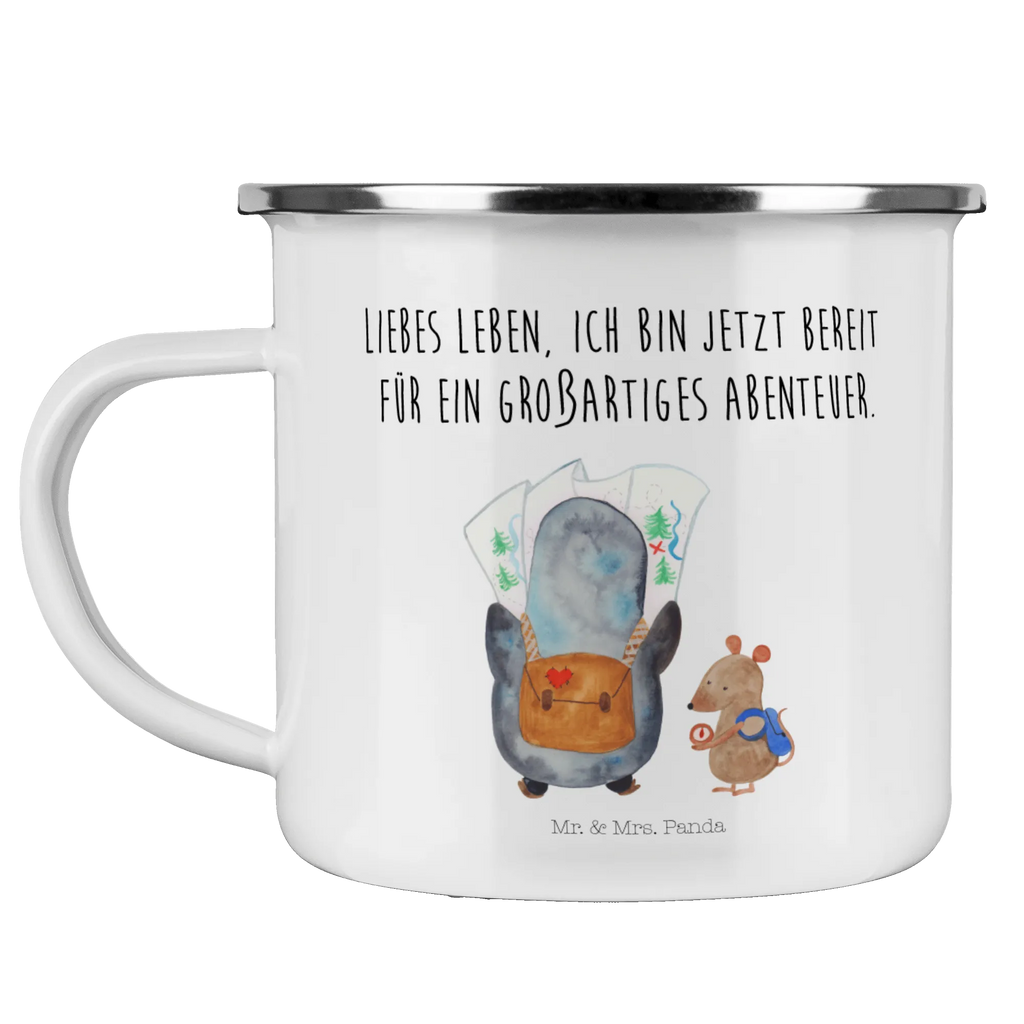 Kempingowy kubek emaliowany Pingwin i Mysz Wędrowcy Tasse Emaille, wanderbecher, Teetasse, Pott, Tasse, Teebecher, Emailletasse, reisetasse, becher emaille, Emaille Tasse, Campingtasse, emaillebecher, Becher, Blechtasse, wandertasse, Metalltasse, metallbecher, Campingbecher, Kaffeebecher, Kaffeetasse, Trinkbecher, Emaille Becher, Reisebecher, blechbecher, Pinguin, Roadtrip, Ausflug, Abenteurer, Pinguine, Wanderlust, Abenteuer, Wandern
