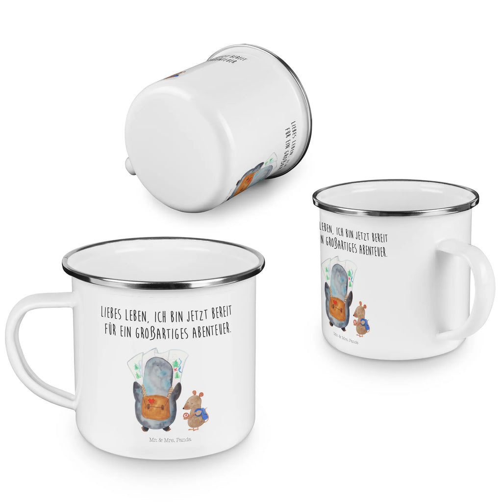 Kempingowy kubek emaliowany Pingwin i Mysz Wędrowcy Tasse Emaille, wanderbecher, Teetasse, Pott, Tasse, Teebecher, Emailletasse, reisetasse, becher emaille, Emaille Tasse, Campingtasse, emaillebecher, Becher, Blechtasse, wandertasse, Metalltasse, metallbecher, Campingbecher, Kaffeebecher, Kaffeetasse, Trinkbecher, Emaille Becher, Reisebecher, blechbecher, Pinguin, Roadtrip, Ausflug, Abenteurer, Pinguine, Wanderlust, Abenteuer, Wandern