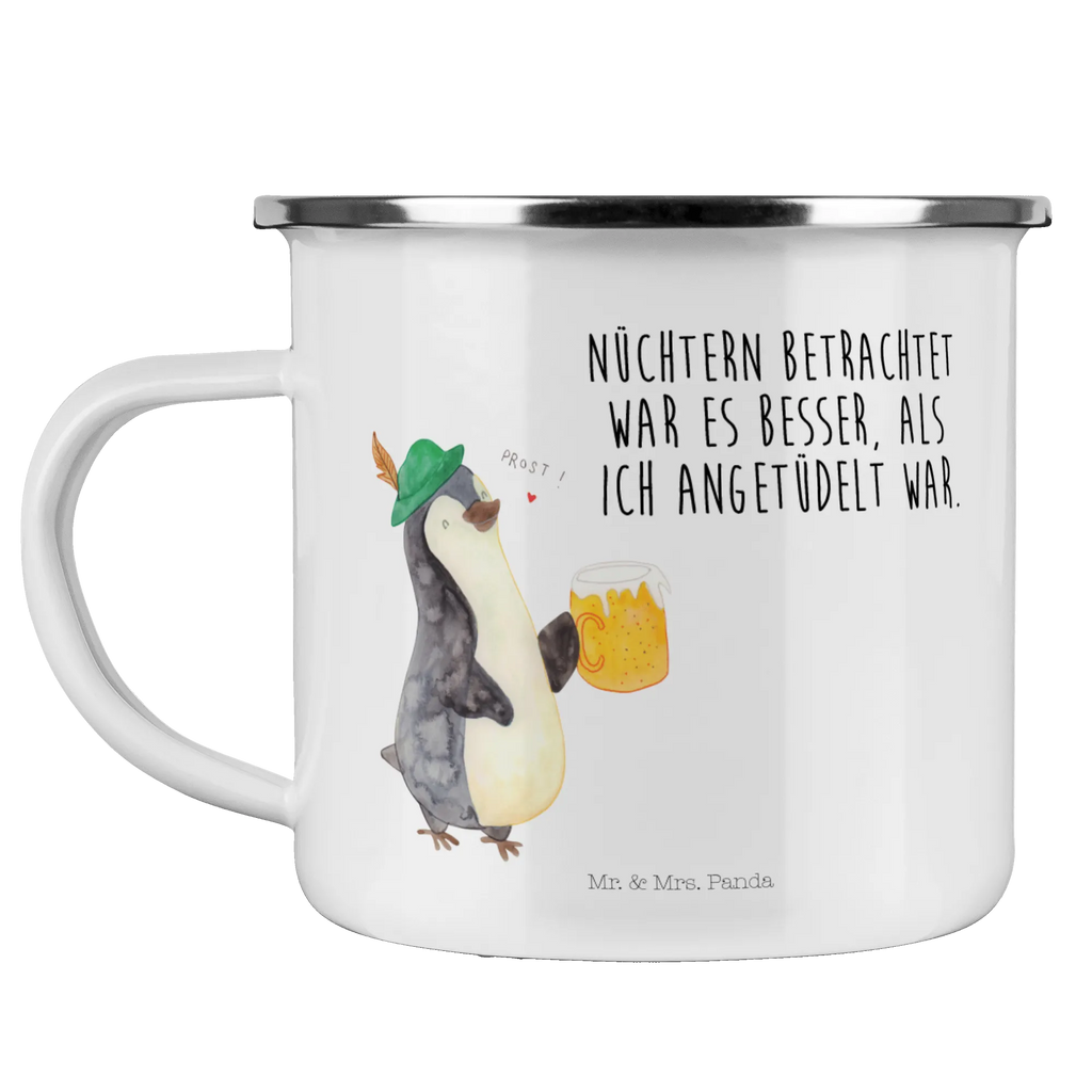 Kempingowy kubek emaliowany pingwin piwo Pinguin