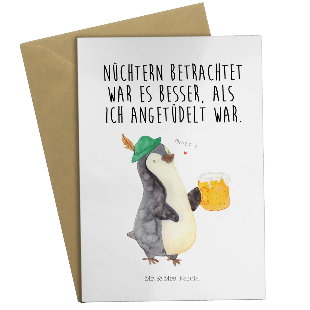 Grußkarte Pinguin Bier Karte, Einladungskarte, Grußkarte, Hochzeitskarte, Glückwunschkarte, Klappkarte, Geburtstagskarte, Ansichtskarten, Pinguin, Bier, Pinguine, Oktoberfest