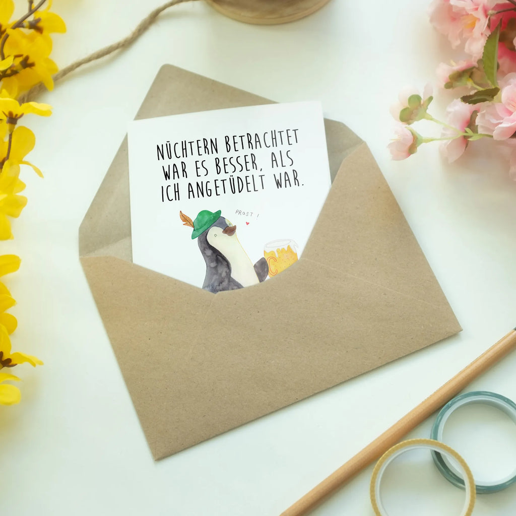 Grußkarte Pinguin Bier Karte, Einladungskarte, Grußkarte, Hochzeitskarte, Glückwunschkarte, Klappkarte, Geburtstagskarte, Ansichtskarten, Pinguin, Bier, Pinguine, Oktoberfest