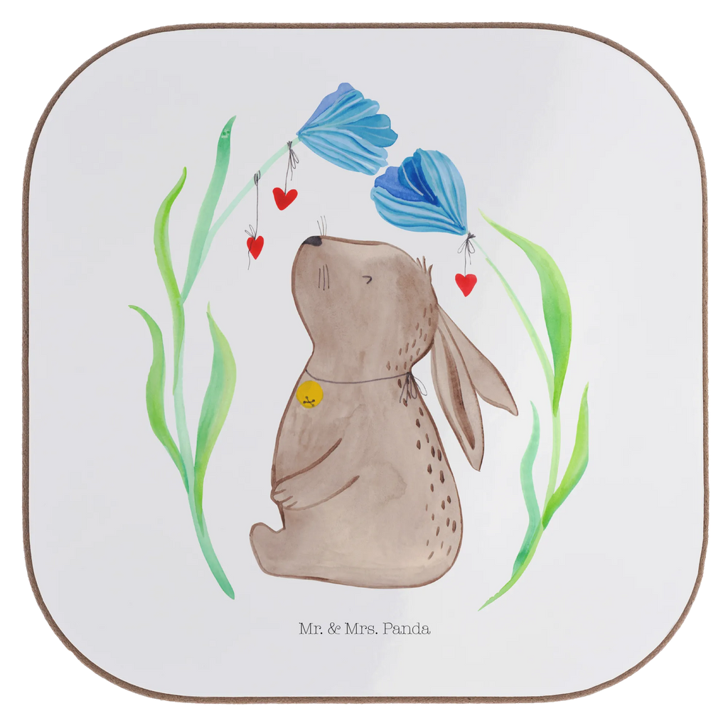 Square coaster Hare flower party, breakfast, gift, glass coasters, presents, Coasters, gifts, Easter, Easter bunny, first child, hope, Bunny, baptism, christening gift, pregnancy, birth, child's birthday, child, dreams, rabbit, birthday