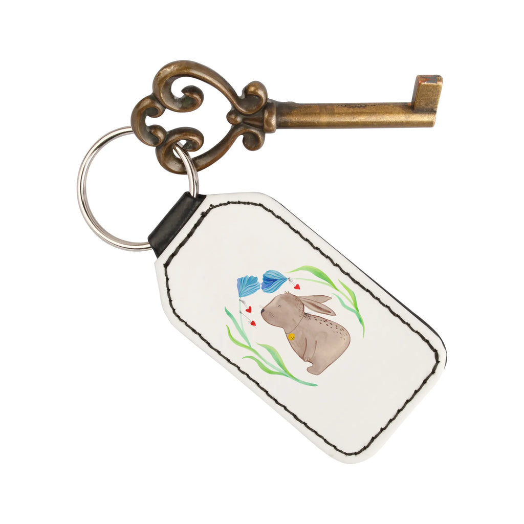 Rectangular key ring Hare flower lucky charm, pendant, keychain, key ring, bag pendant, Easter, Easter bunny, birthday, hope, first child, baptism, child, Bunny, dreams, christening gift, pregnancy, child's birthday, rabbit, birth