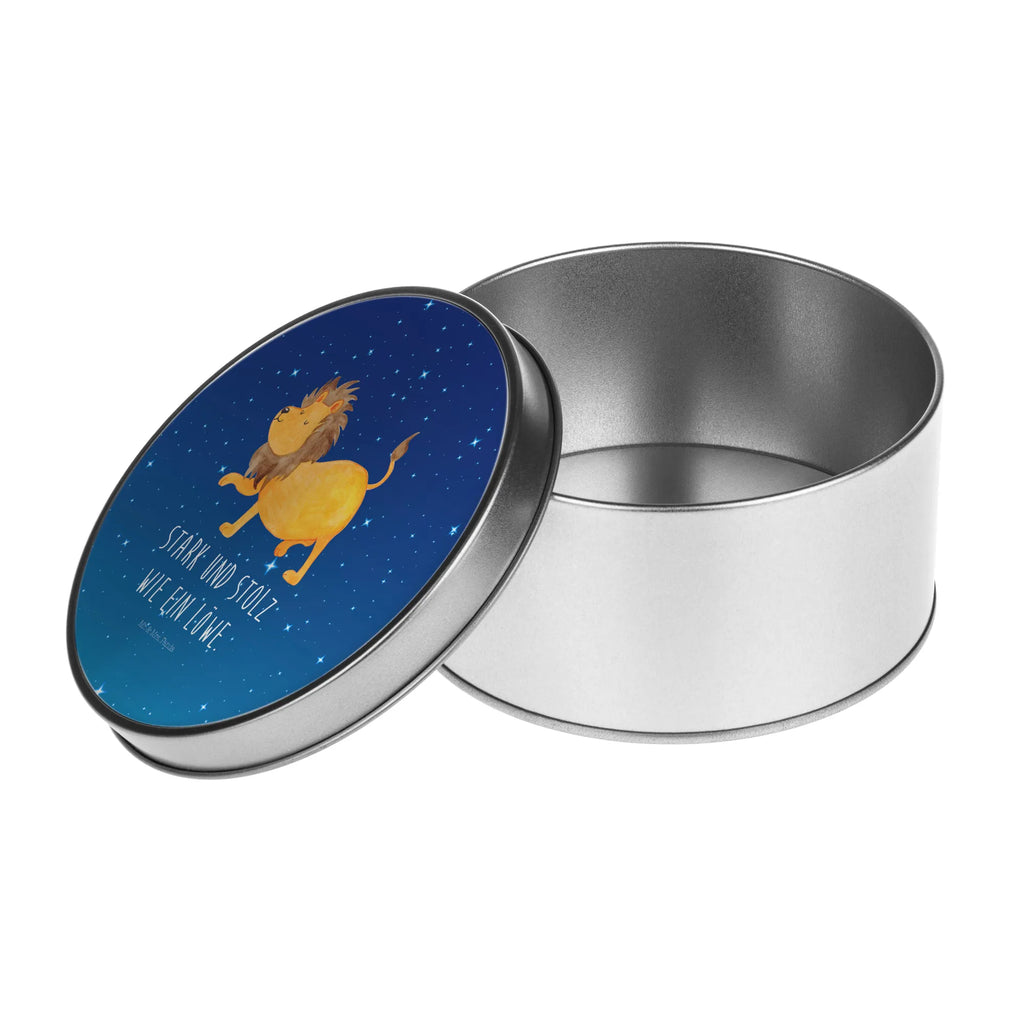 Round tin Star sign Lion cookie tin, tin, storage, tin can, storage tin, gift box, constellations, birthdays, astrology, zodiac, date of birth, month of birth, birthday july, gift july, gift august, lion zodiac sign, lion gift, birthday august, king of animals
