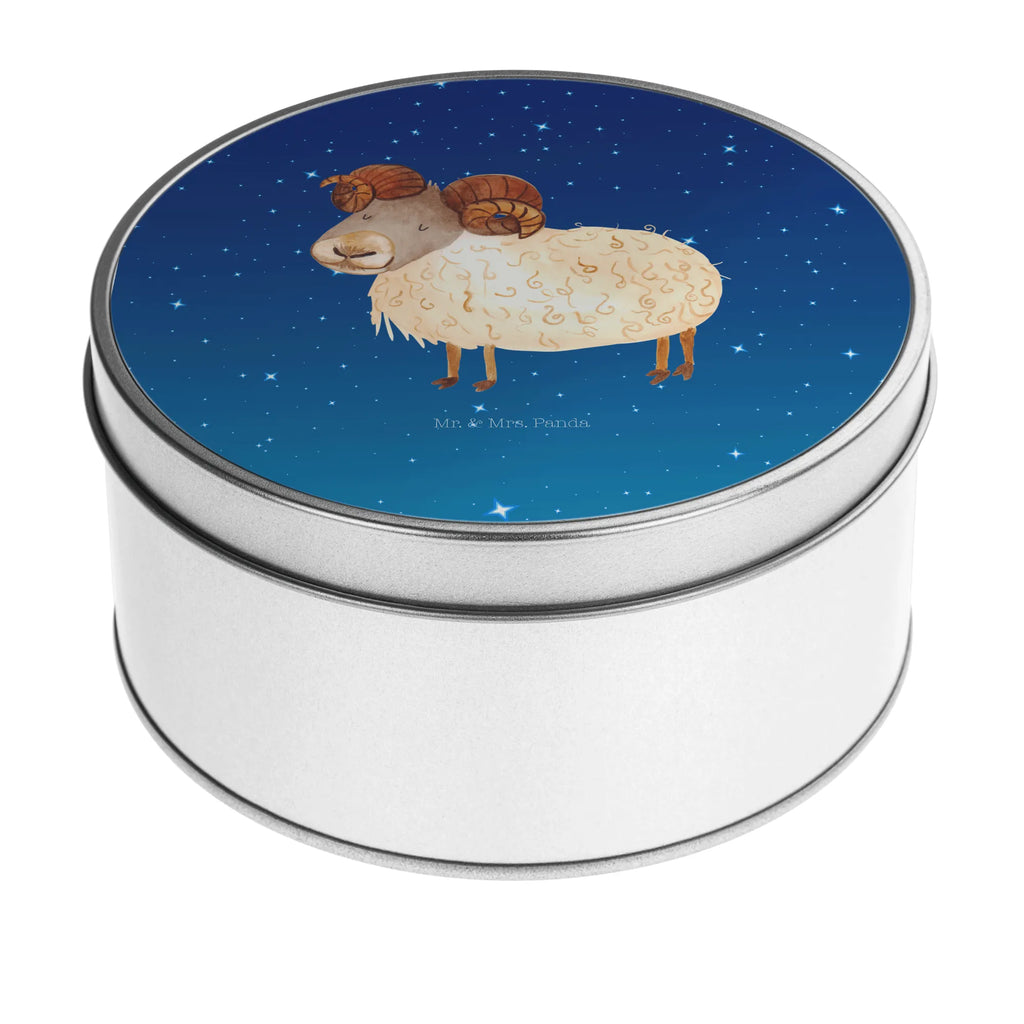 Round tin Star sign Aries gift box, cookie tin, storage, storage tin, tin, tin can, constellations, birthdays, astrology, zodiac, date of birth, month of birth, March gift, ram, Aries star sign, April birthday, March birthday, April gift, Aries gift