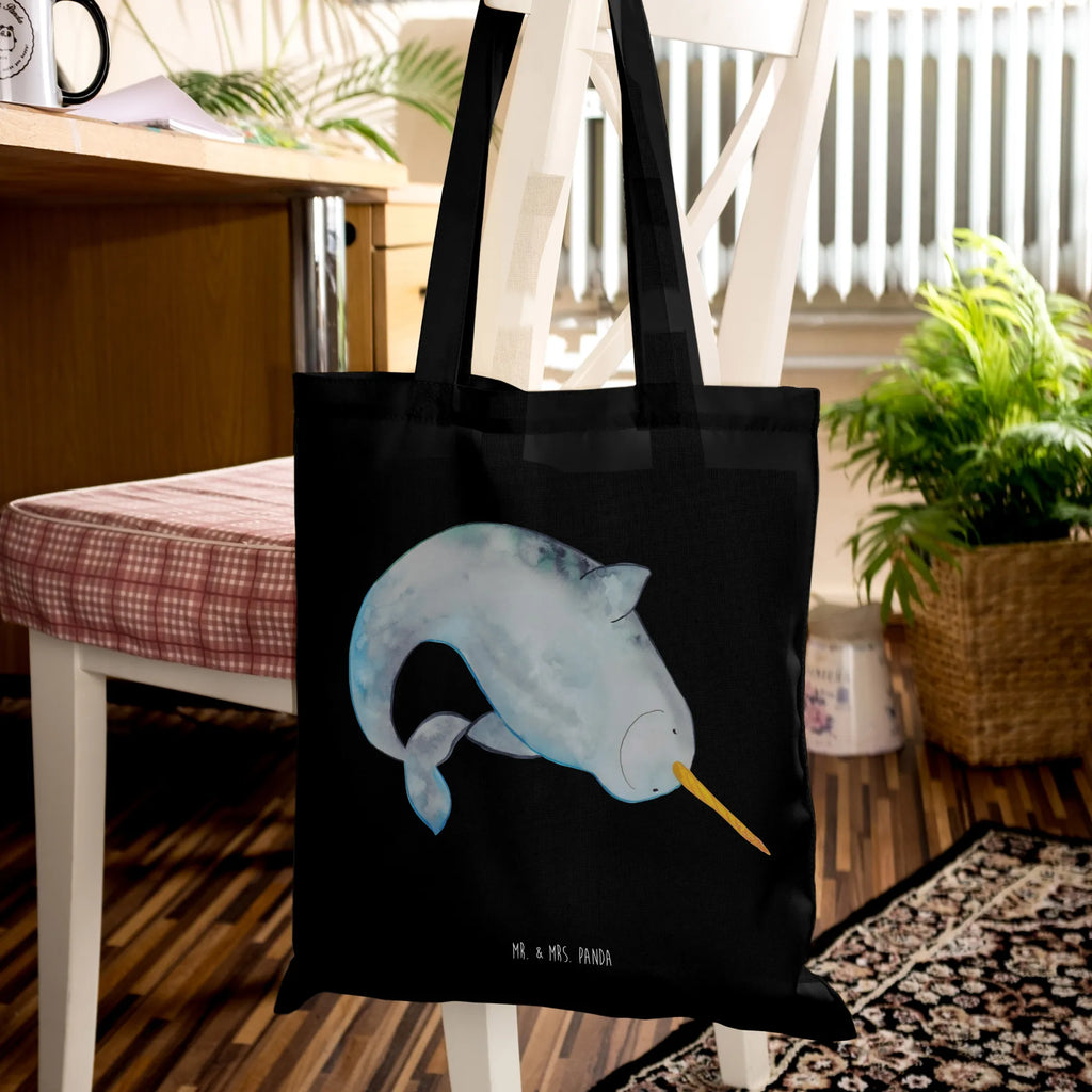 Tote bag Narwhal Beutel, Tragetasche, Einkaufstasche, Jutetasche, Beuteltasche, Schultertasche, Tasche, Shopper, Strandtasche, Jutebeutel, Laptoptasche, Badetasche, Stofftasche, Umhängetasche, Stoffbeutel, Einkaufstüte, Meerestiere, Meer, Urlaub, Kinderzimmer, Narwal, Wal, aufräumen, Junggesellin, Hausfrau, Putzen