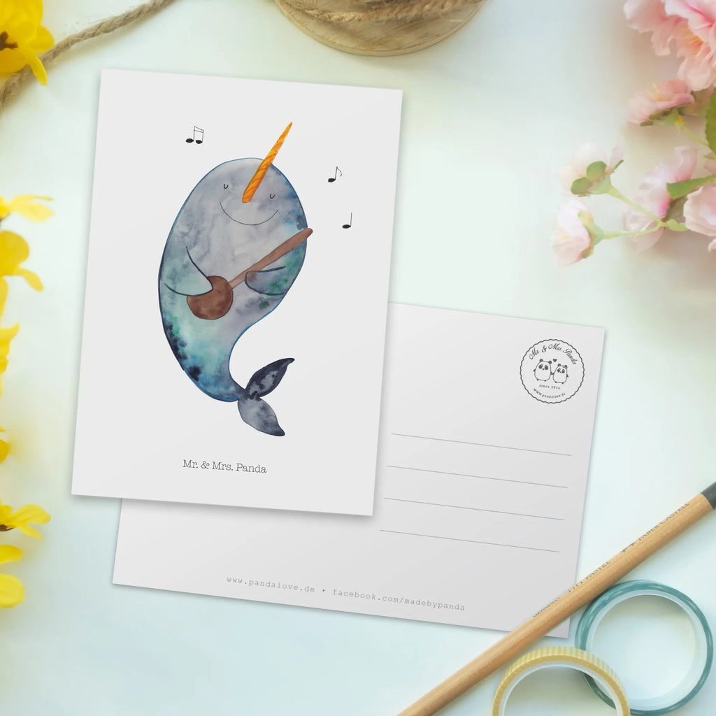 Pocztówka narwal Gitara Postkarten, spruchkarte, Designkarte, Ansichtskarten, Kunstkarten, Motivkarte, einzelkarte, Fotokarte, kunstkarte, Ansichtskarte, Postkarte, Grußkarte, bildkarte, Meerestiere, Urlaub, Meer, Narwal, Problemlösung, Tanzen, Wal, Frust, Gespräche, Probleme, Gitarre