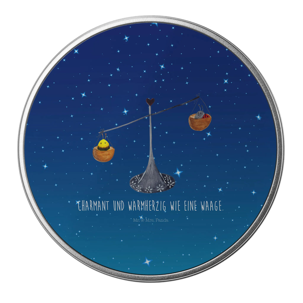 Round tin Star sign Scale storage, tin, tin can, storage tin, cookie tin, gift box, constellations, birthdays, astrology, zodiac, date of birth, month of birth, balance, birthday October, ladybird, Libra, Libra zodiac sign, birthday September, bumble bee, Libra gift, gift September, gift October, bee