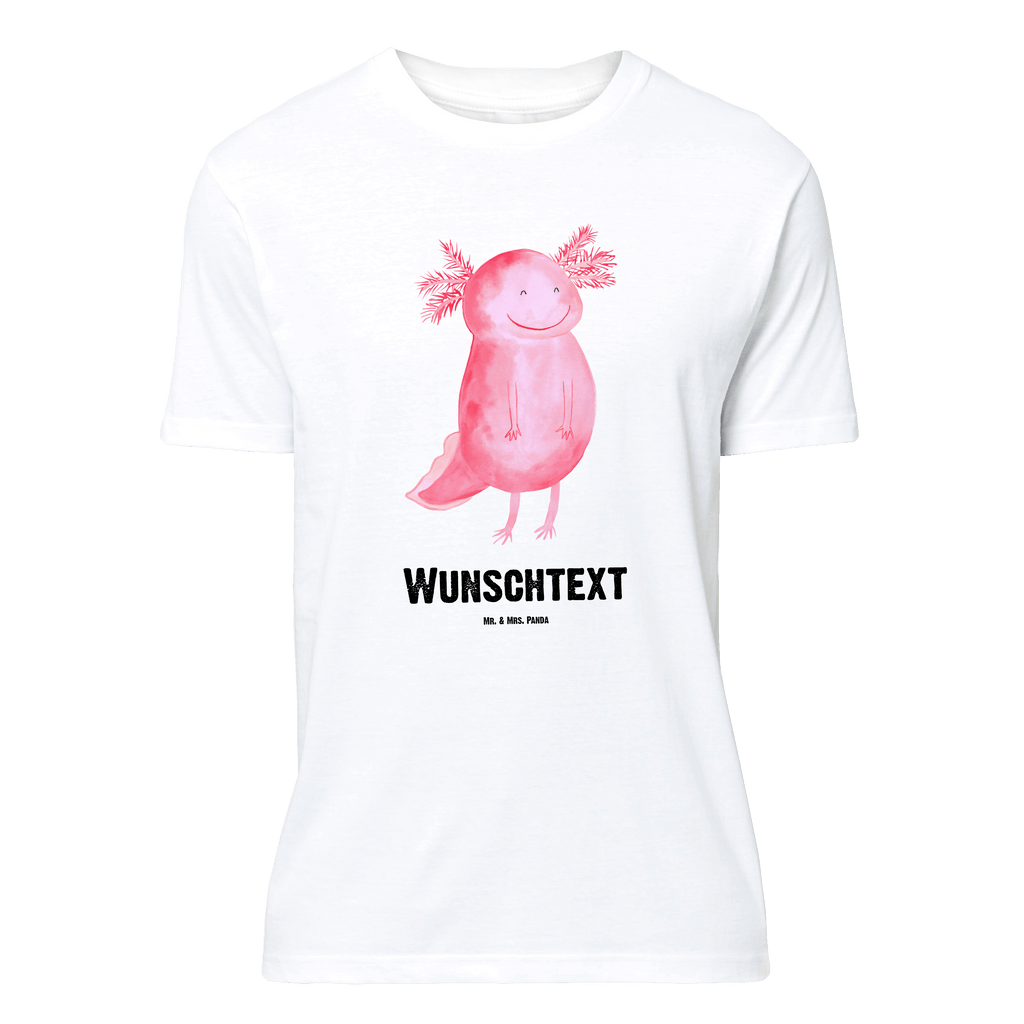 Personalisiertes T-Shirt Axolotl glücklich T-Shirt Personalisiert, T-Shirt mit Namen, T-Shirt mit Aufruck, Männer, Frauen, Wunschtext, Bedrucken, Axolotl, Molch, Axolot, Schwanzlurch, Lurch, Lurche, Motivation, gute Laune