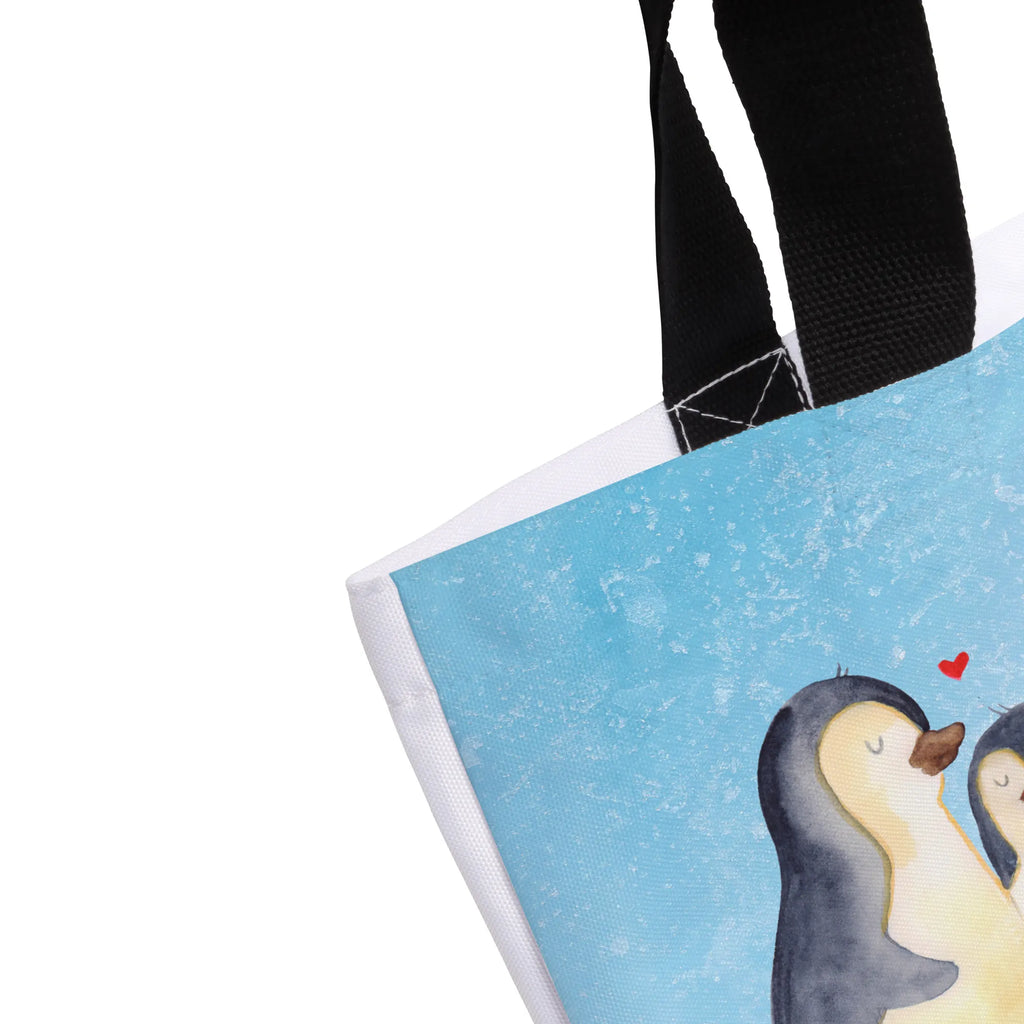 Shopper Pinguin umarmen Freizeittasche, Tragebeutel, Strandtasche, Schultertasche, Shopper, XXL Tasche, Alltagstasche, Stofftasche, Schultasche, Ausflug, XL, Einkaufsbeutel, Einkaufstasche, Tüte, Beutel, Schulbeutel, Pinguin, Liebesbeweis, Hochzeitsgeschenk, Liebesgeschenk, Verlobung, Liebespaar, Jahrestag, Hochzeitstag, Hochzeit, Liebe