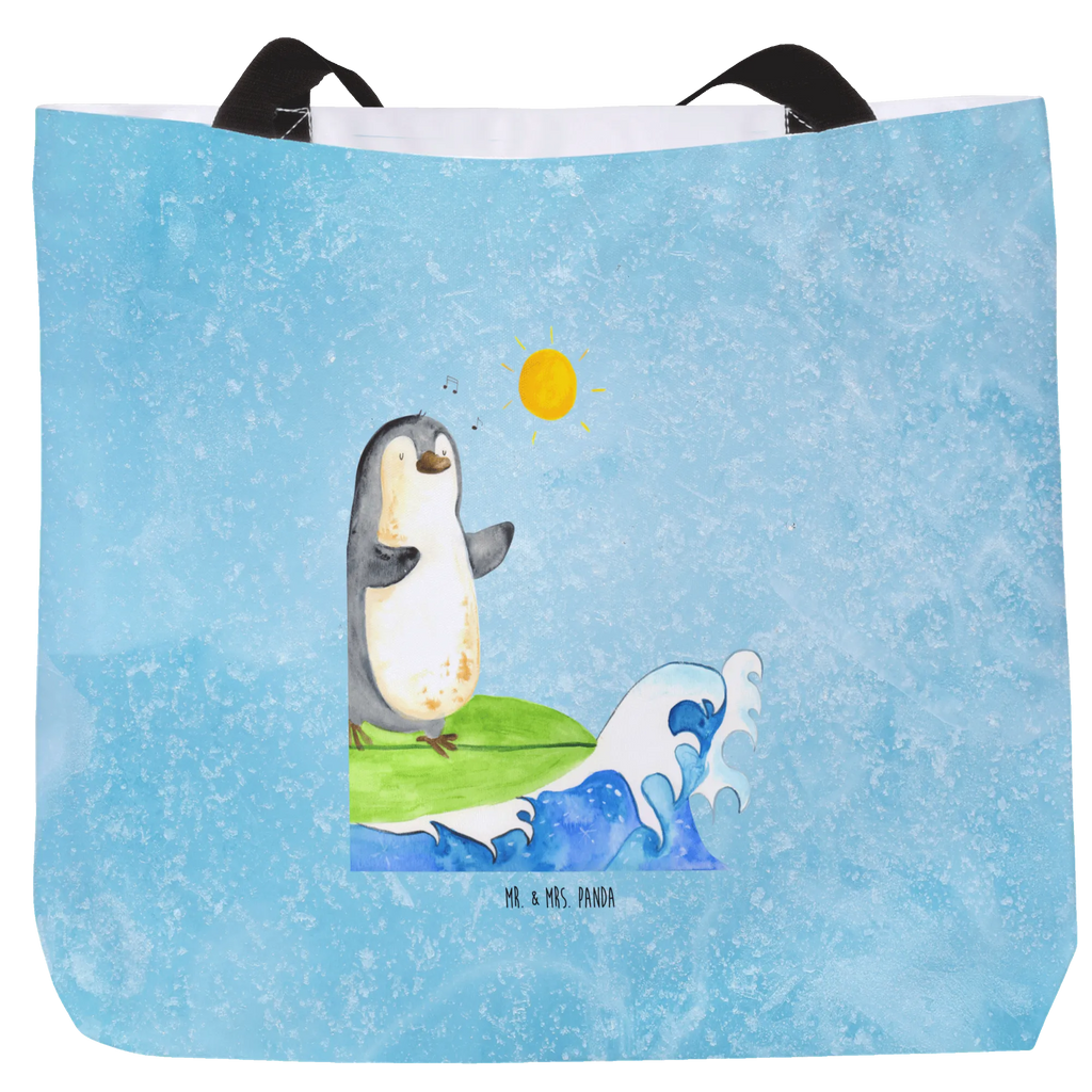 Shopper Pinguin Surfer Einkaufstasche, Strandtasche, Alltagstasche, Shopper, Schultasche, Schulbeutel, Beutel, Einkaufsbeutel, Tragebeutel, Tasche, Freizeittasche, Pinguin, Hawaii, Pinguine, Urlaub, Portugal, Surfer, Wellen reiten, surfen, Wellen