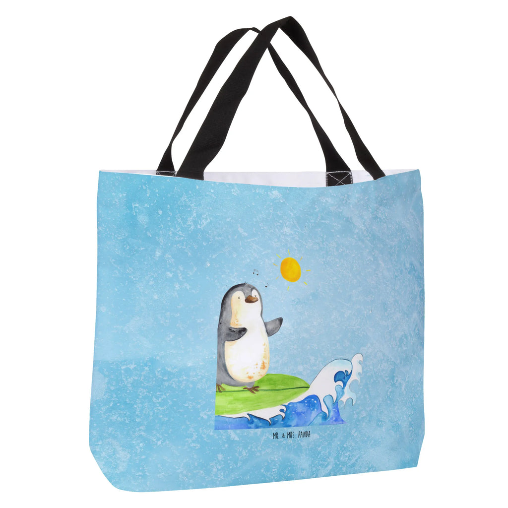 Shopper Pinguin Surfer Einkaufstasche, Strandtasche, Alltagstasche, Shopper, Schultasche, Schulbeutel, Beutel, Einkaufsbeutel, Tragebeutel, Tasche, Freizeittasche, Pinguin, Hawaii, Pinguine, Urlaub, Portugal, Surfer, Wellen reiten, surfen, Wellen