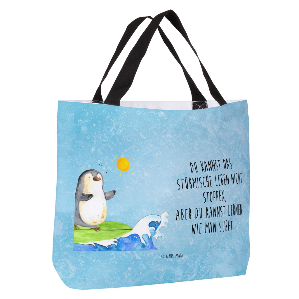 Shopper Pinguin Surfer Einkaufstasche, Strandtasche, Alltagstasche, Shopper, Schultasche, Schulbeutel, Beutel, Einkaufsbeutel, Tragebeutel, Tasche, Freizeittasche, Pinguin, Hawaii, Pinguine, Urlaub, Portugal, Surfer, Wellen reiten, surfen, Wellen