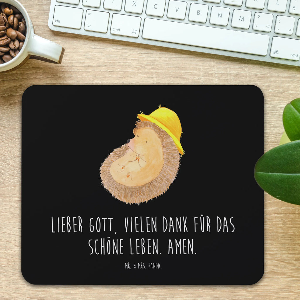 Mauspad Igel betet Mausunterlage, Computer zubehör, Arbeitszimmer, PC Zubehör, Mauspad Büro, Einzigartiges Mauspad, Mousepad, Mauspad, Designer Mauspad, Büroausstattung, Tiermotive, Gute Laune, lustige Sprüche, Tiere, Dankbarkeit, dankbar, genießen, beten, Amen, Gott, Igel mit Hut, Igel, Leben, Dankbar sein, Sonnenhut