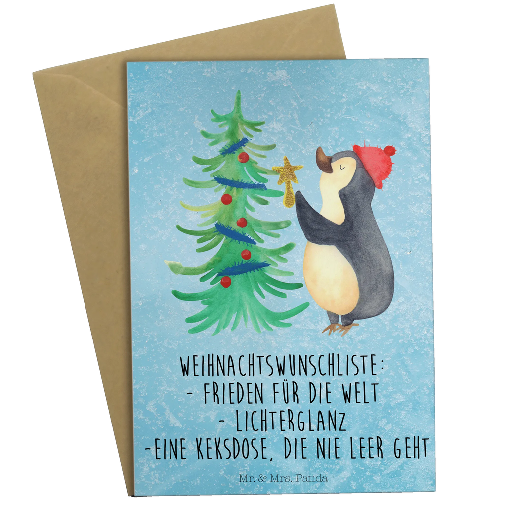 Grußkarte Pinguin Weihnachtsbaum Ansichtskarten, Karte, Grußkarte, Glückwunschkarte, Hochzeitskarte, Geburtstagskarte, Einladungskarte, Klappkarte, Winter, Weihnachten, Weihnachtsdeko, Nikolaus, Advent, Heiligabend, Wintermotiv, Pinguin