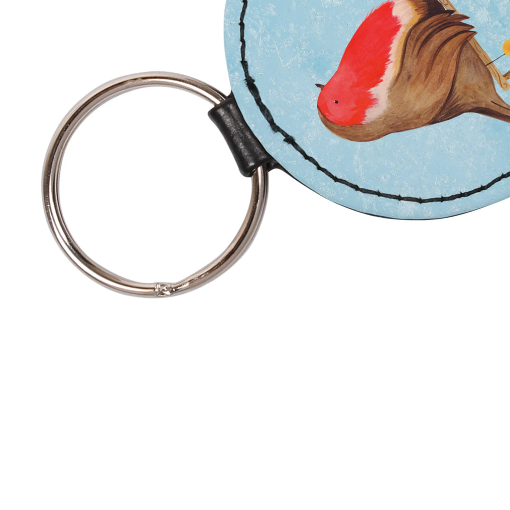 Round key ring robin Sleds lucky charm, pendant, keychain, key ring, bag pendant, Winter, Christmas, Christmas time, snow, bird, sleigh